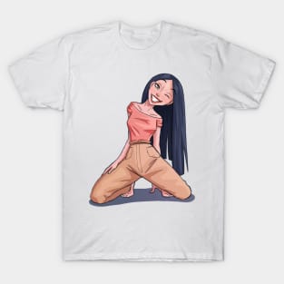 Cute Dark-Haired Girl Winking T-Shirt